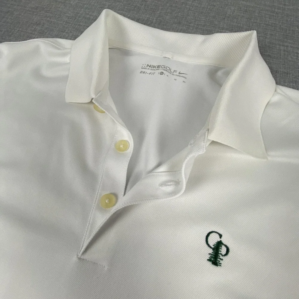 Nike Calusa Pines Polo Shirt Mens XL‎ White Golf Dri-FIT Short Sleeve